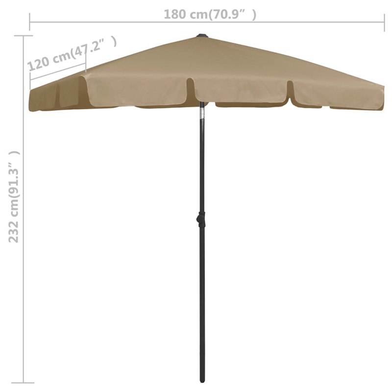 vidaXL Tiltable Beach Parasol in Taupe