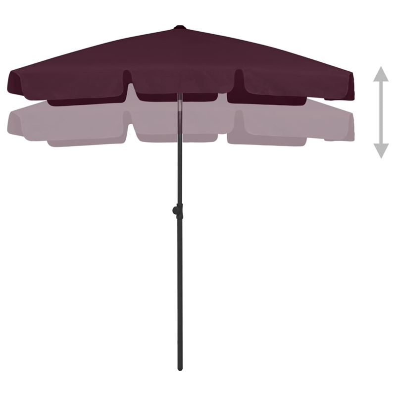 vidaXL Tiltable Beach Parasol in Bordeaux Red