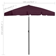 vidaXL Tiltable Beach Parasol in Bordeaux Red