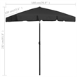vidaXL Tiltable Beach Parasol in Black