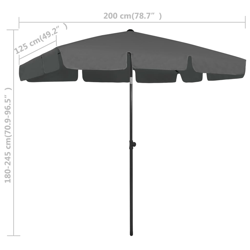 vidaXL UV-Resistant Beach Parasol in Anthracite