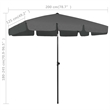 vidaXL UV-Resistant Beach Parasol in Anthracite