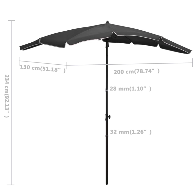 vidaXL Tiltable Garden Parasol in Anthracite