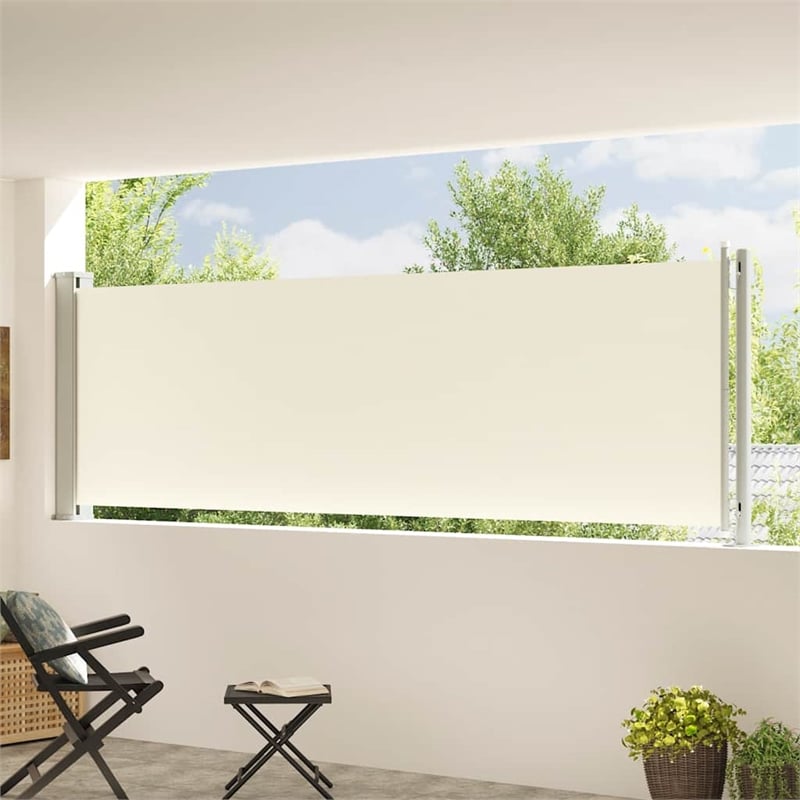 vidaXL 46.1 x 236.2 in Side Awning with PU coating in Cream
