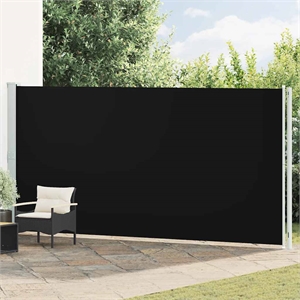 vidaXL Side Awning with Powder-coated Steel and PU Coating in Black