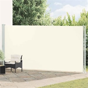 vidaXL Side Awning with Powder-coated Steel and PU Coating in Cream