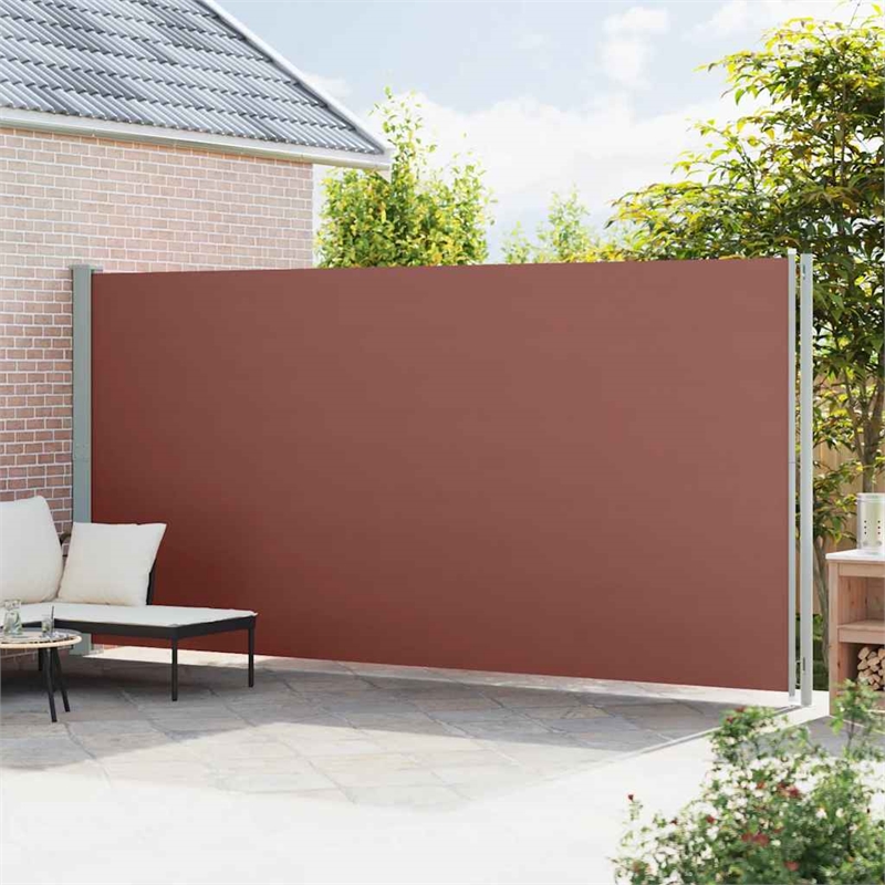 vidaXL Retractable Side Awning with PU coating in Brown
