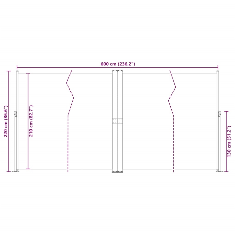 vidaXL Side Awning with PU coating in Blue