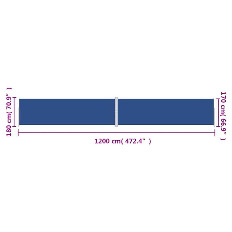 vidaXL Large Side Awning with PU Coating in Blue