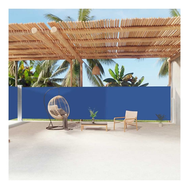 vidaXL Large Side Awning with PU Coating in Blue