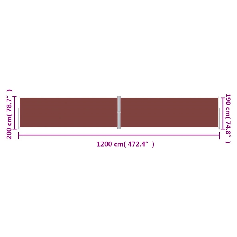 vidaXL Large Retractable Side Awning in Brown