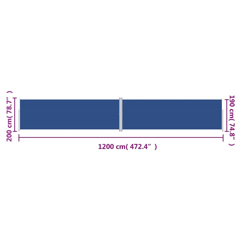 vidaXL Large Side Awning with PU Coating in Blue