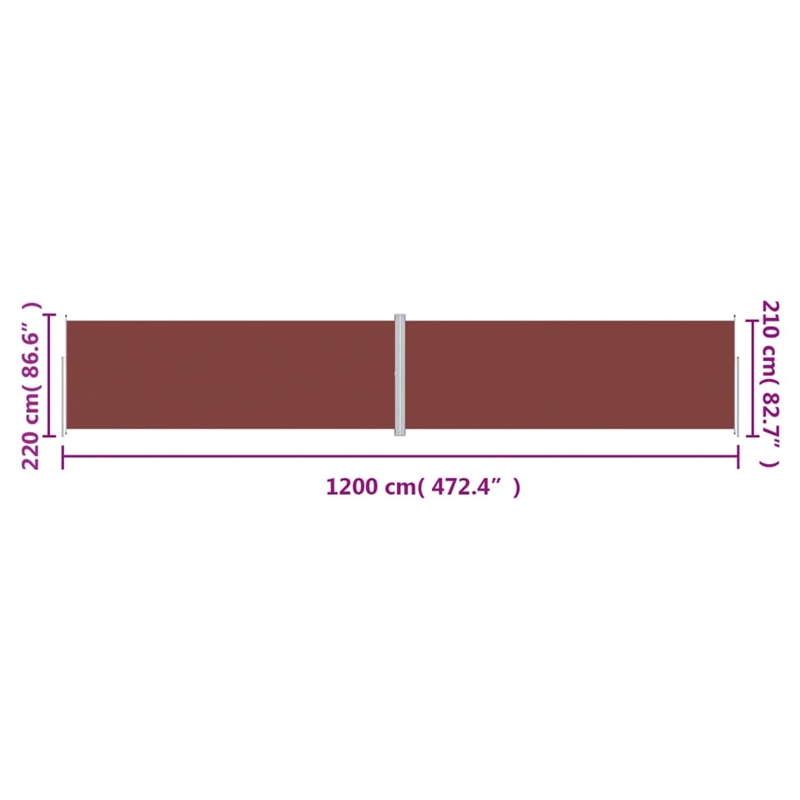vidaXL Extra Long Retractable Side Awning in Brown