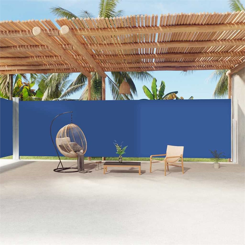 vidaXL Large Side Awning with PU Coating in Blue