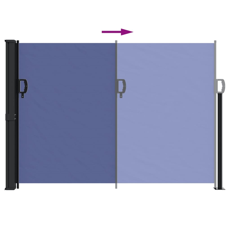 vidaXL Large Retractable Side Awning with PU Coating in Blue