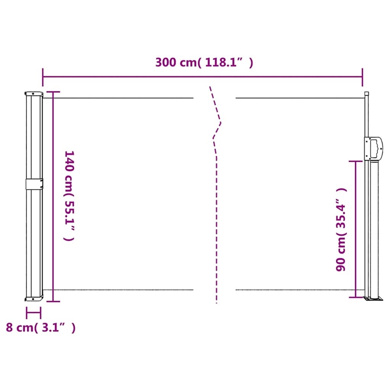 vidaXL Retractable Side Awning in Brown