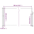 vidaXL Retractable Side Awning in Brown