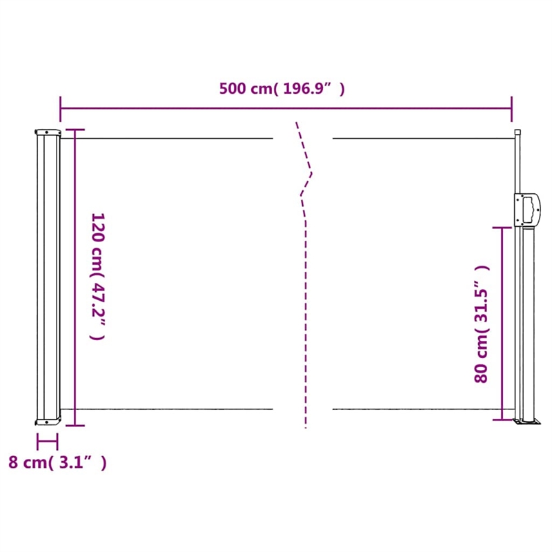 vidaXL Retractable Side Awning with PU Coating in Brown
