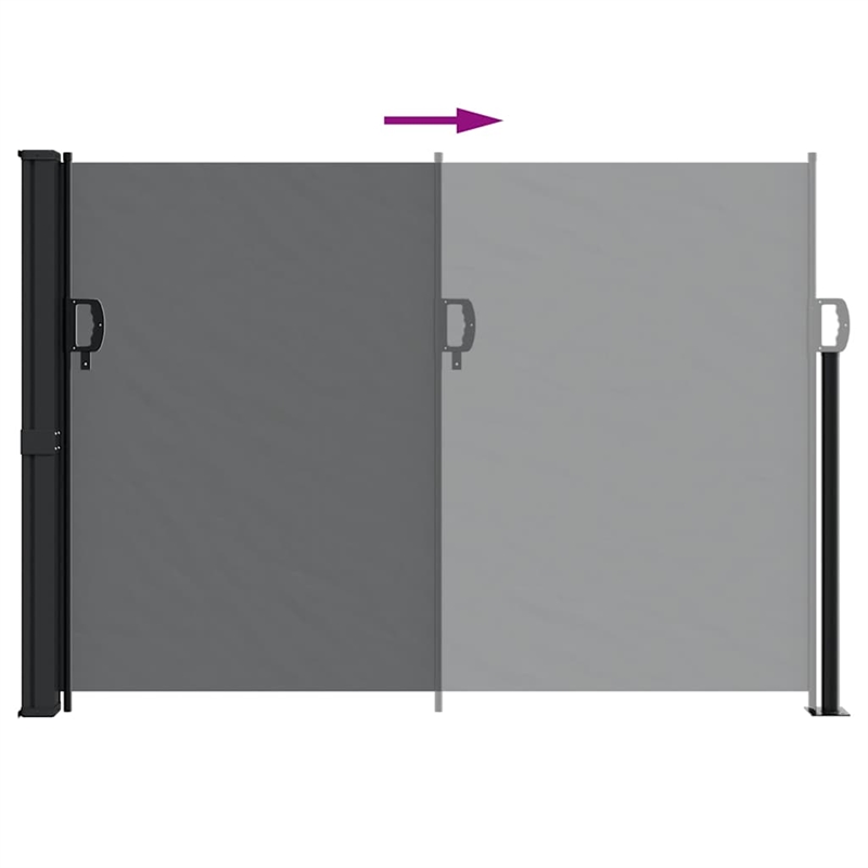 vidaXL Large Retractable Side Awning with PU Coating in Black