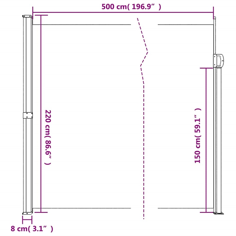 vidaXL Retractable Side Awning in Black