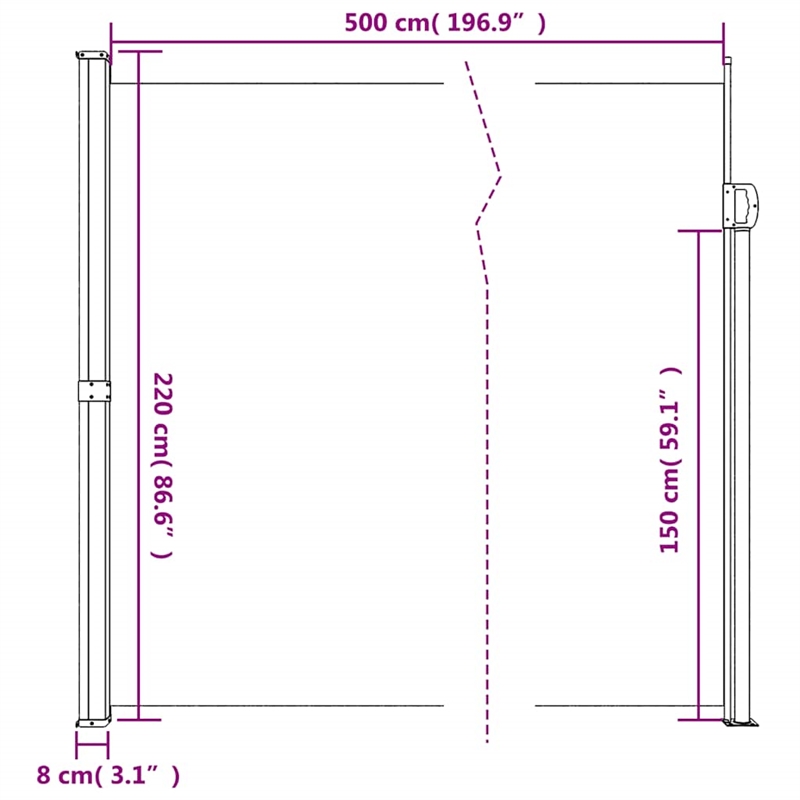 vidaXL Retractable Side Awning with PU Coating in Brown