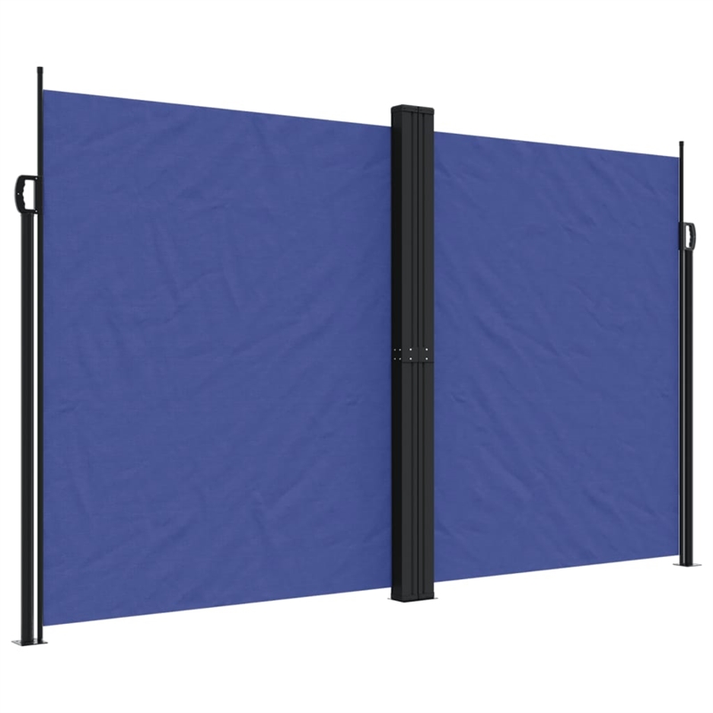 vidaXL Large Retractable Side Awning with PU Coating in Blue