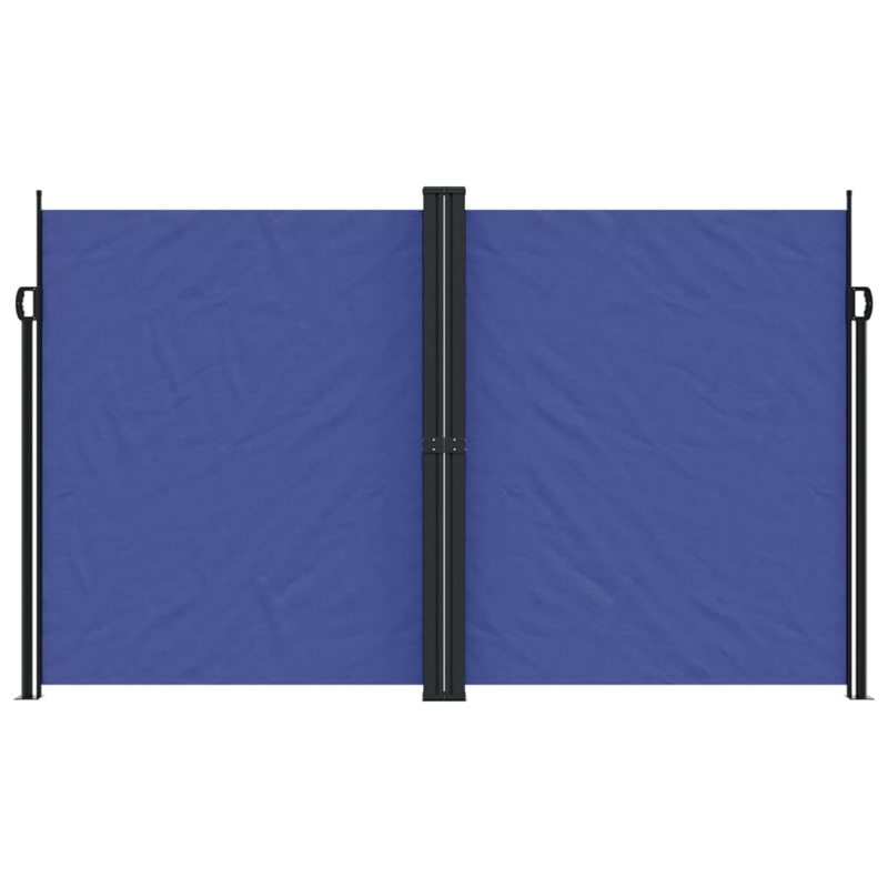 vidaXL Large Retractable Side Awning with PU Coating in Blue