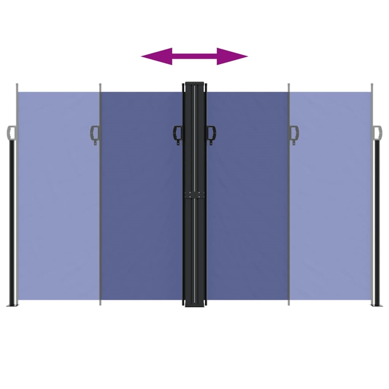 vidaXL Large Retractable Side Awning with PU Coating in Blue