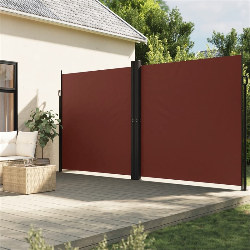 vidaXL Retractable Side Awning with PU Coating in Brown