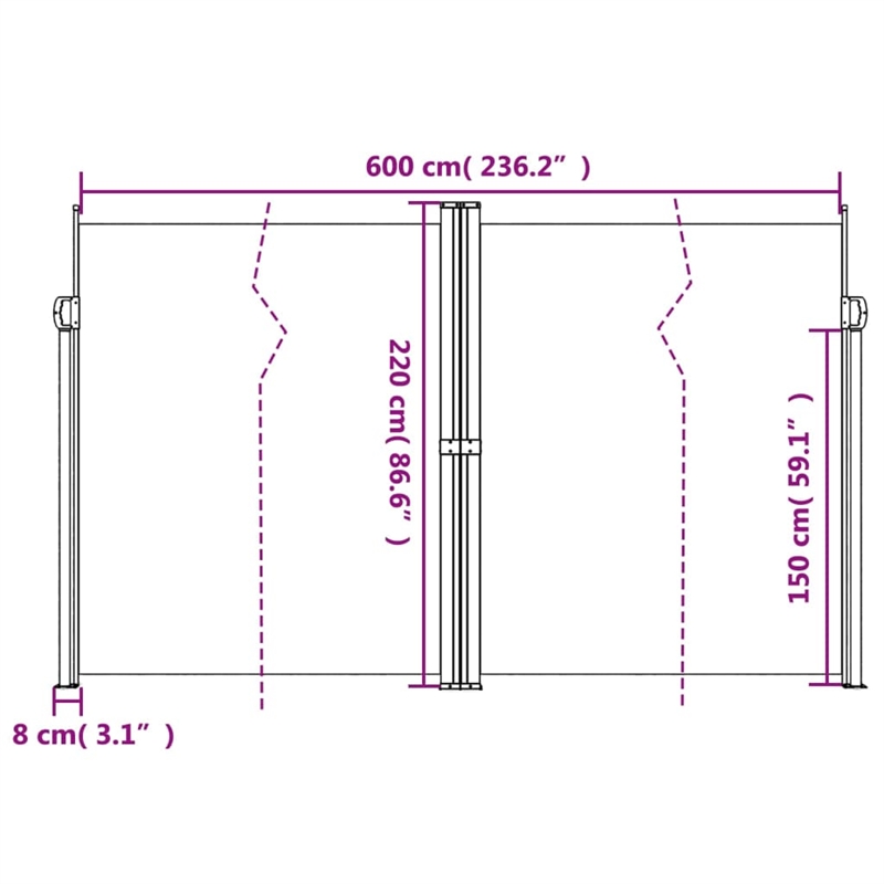 vidaXL Retractable Side Awning with PU Coating in Brown