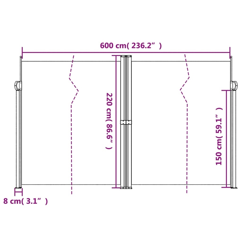 vidaXL Retractable Side Awning with PU Coating in Terracotta