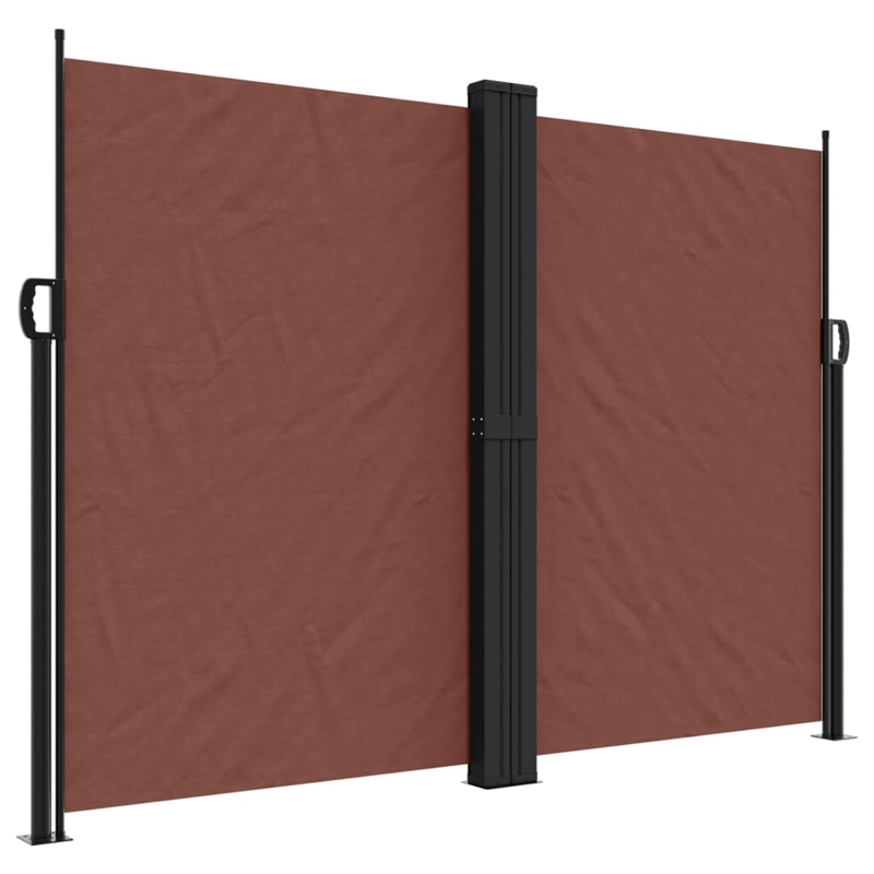 vidaXL Large Retractable Side Awning with PU Coating in Brown