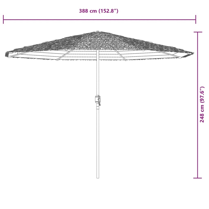 vidaXL Large Garden Parasol with Powder-Coated Steel in Brown