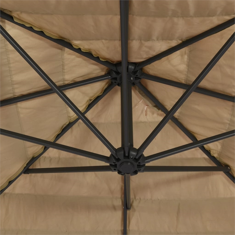 vidaXL Large Garden Parasol with Powder-Coated Steel in Brown