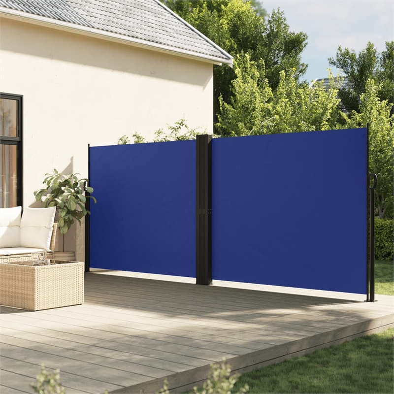 vidaXL Retractable Side Awning with PU Coating in Blue