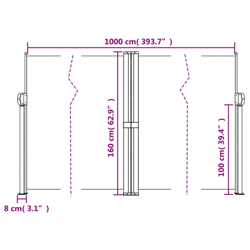 vidaXL Retractable Side Awning in Brown