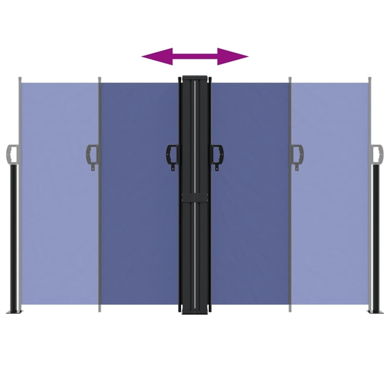 vidaXL Large Retractable Side Awning with PU Coating in Blue