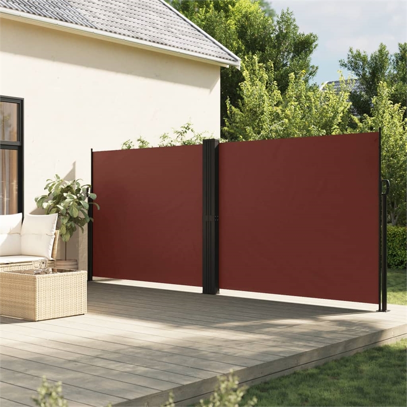 vidaXL Retractable Side Awning with PU Coating in Brown