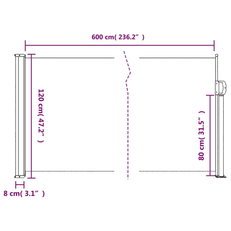 vidaXL Retractable Side Awning in Brown