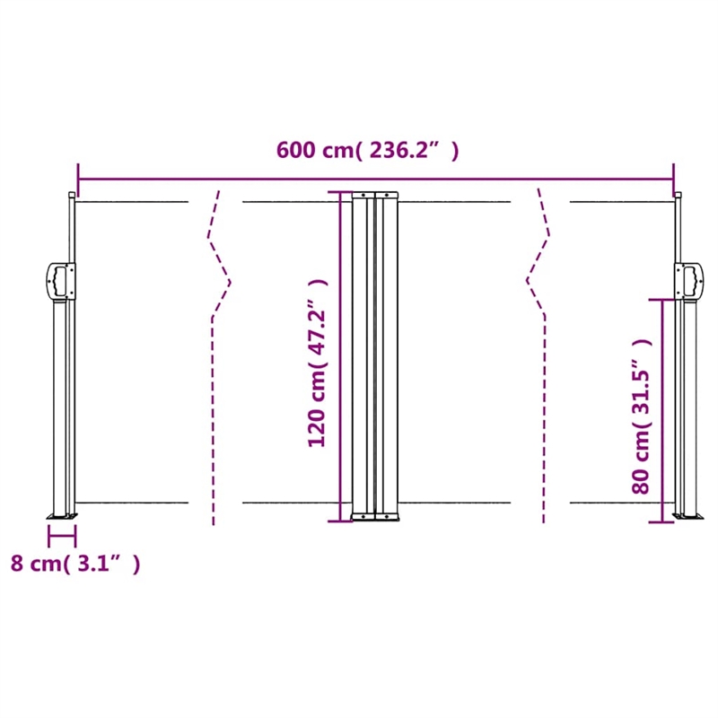 vidaXL Retractable Side Awning with PU Coating in Brown