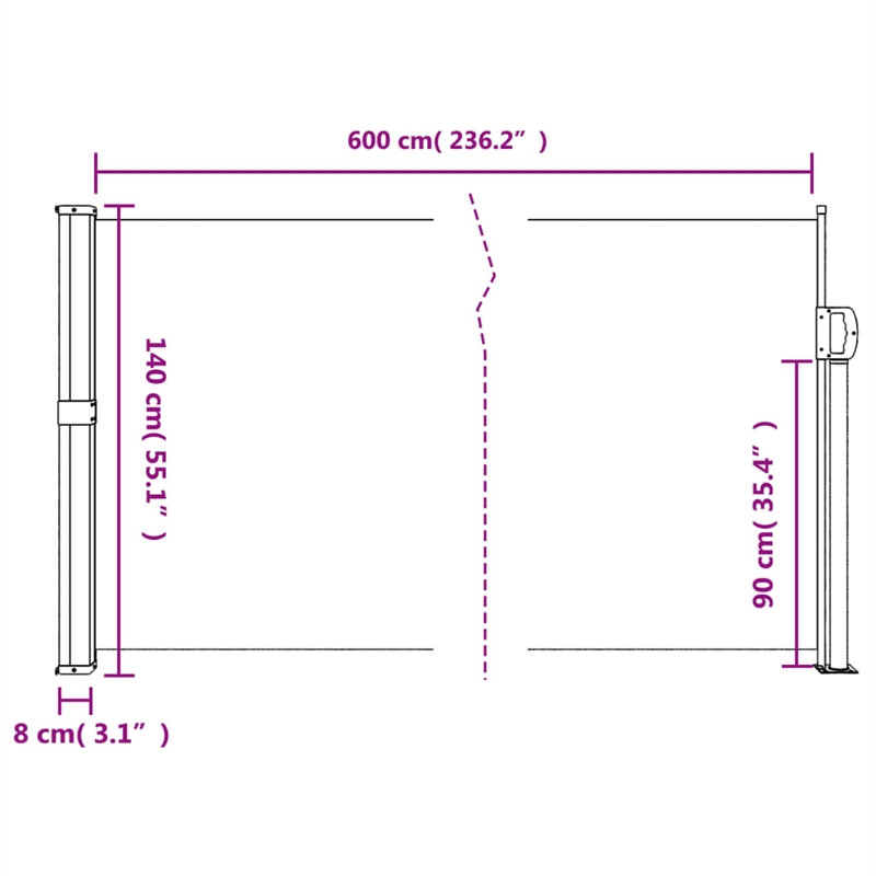 vidaXL Retractable Side Awning with PU Coating in Blue