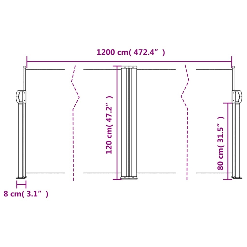 vidaXL Retractable Side Awning in Black
