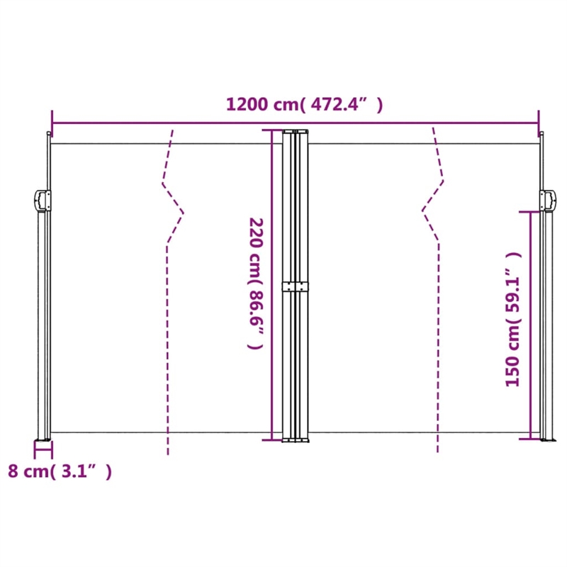 vidaXL Retractable Side Awning in Brown