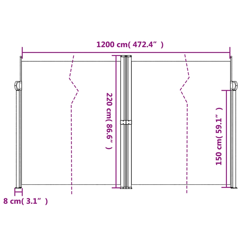 vidaXL Retractable Side Awning with PU Coating in Terracotta