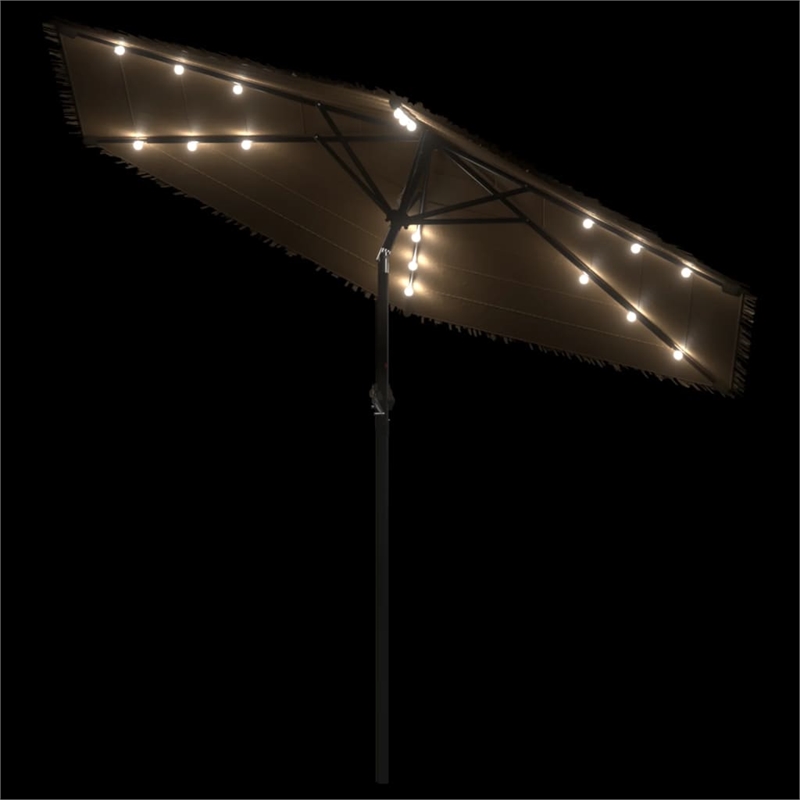 vidaXL Large Garden Parasol with Powder-Coated Steel in Brown