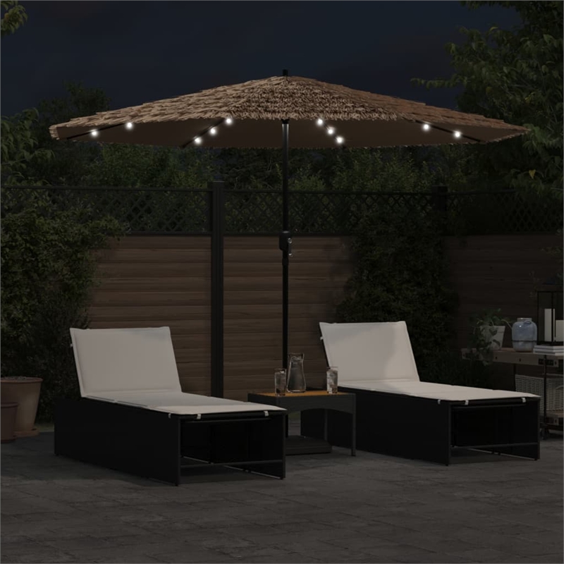 vidaXL Large Garden Parasol with Powder-Coated Steel in Brown