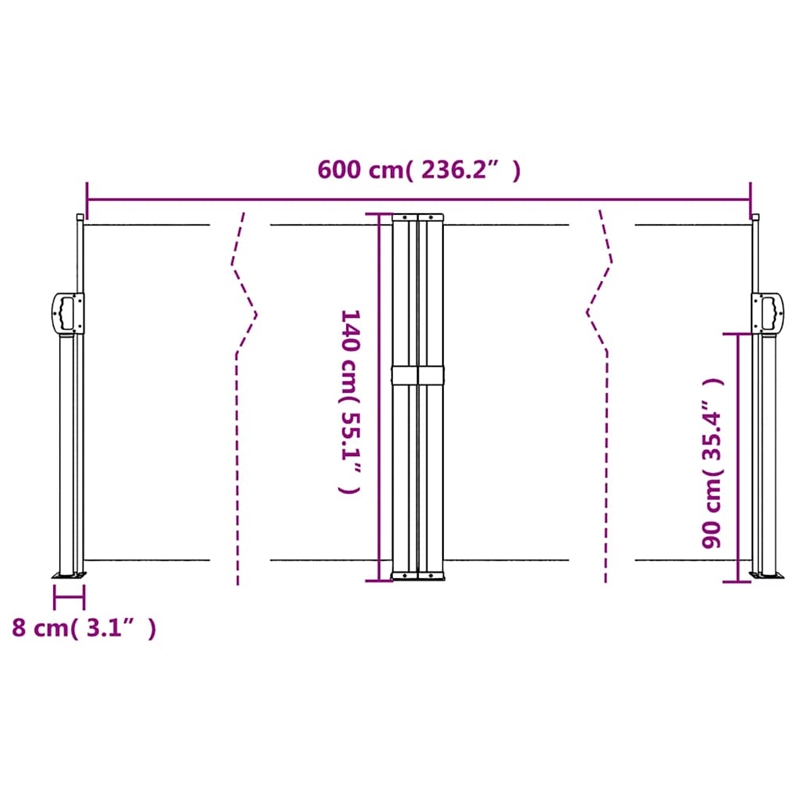 vidaXL Retractable Side Awning with PU Coating in BLue