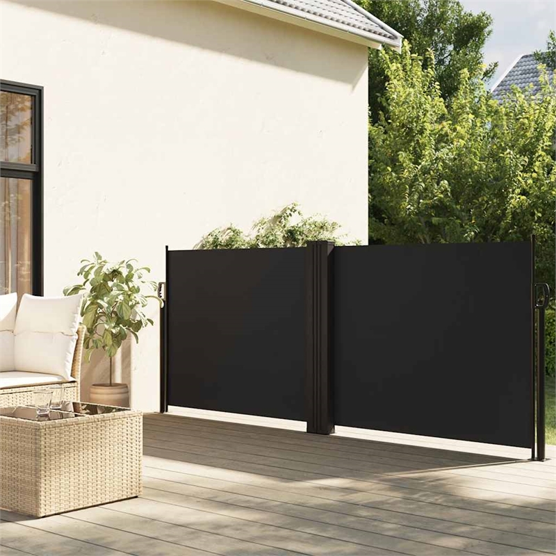 vidaXL Retractable Side Awning with PU Coating in Black