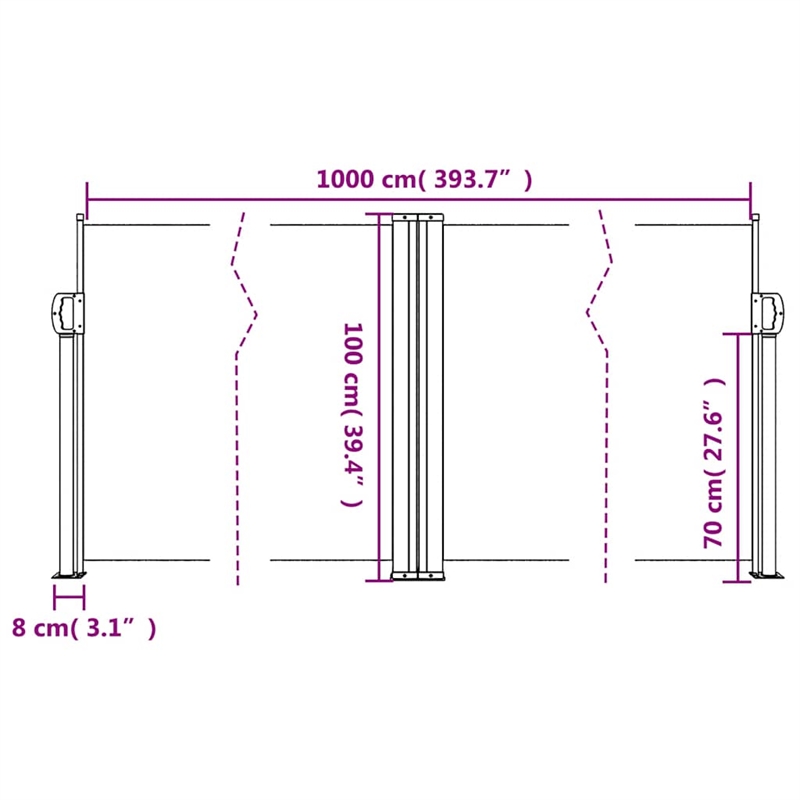 vidaXL Retractable Side Awning with PU Coating in Blue