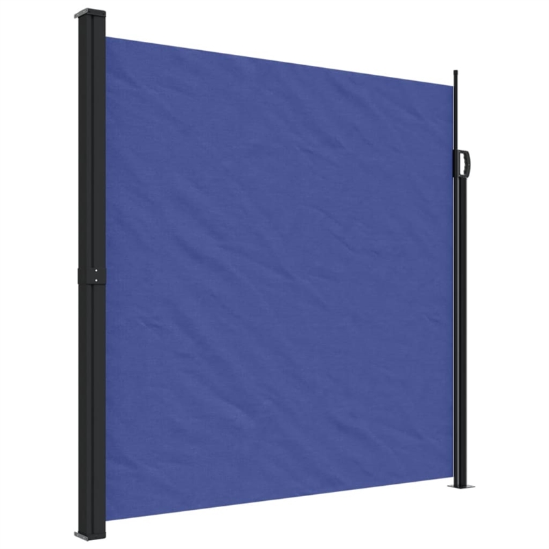 vidaXL Large Retractable Side Awning with PU Coating in Blue